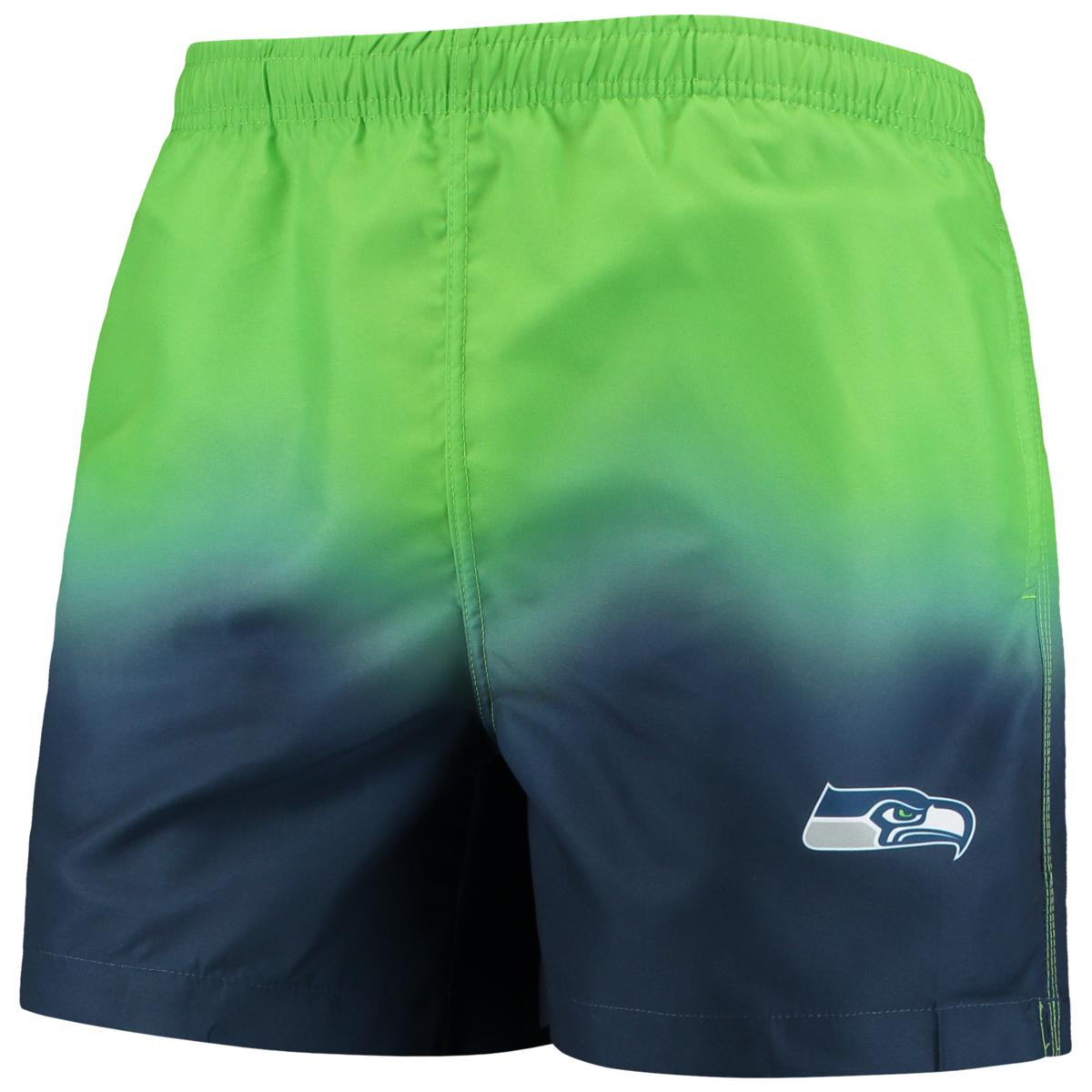 Men's FOCO Navy/ Seattle Seahawks Dip-Dye Swim Shorts