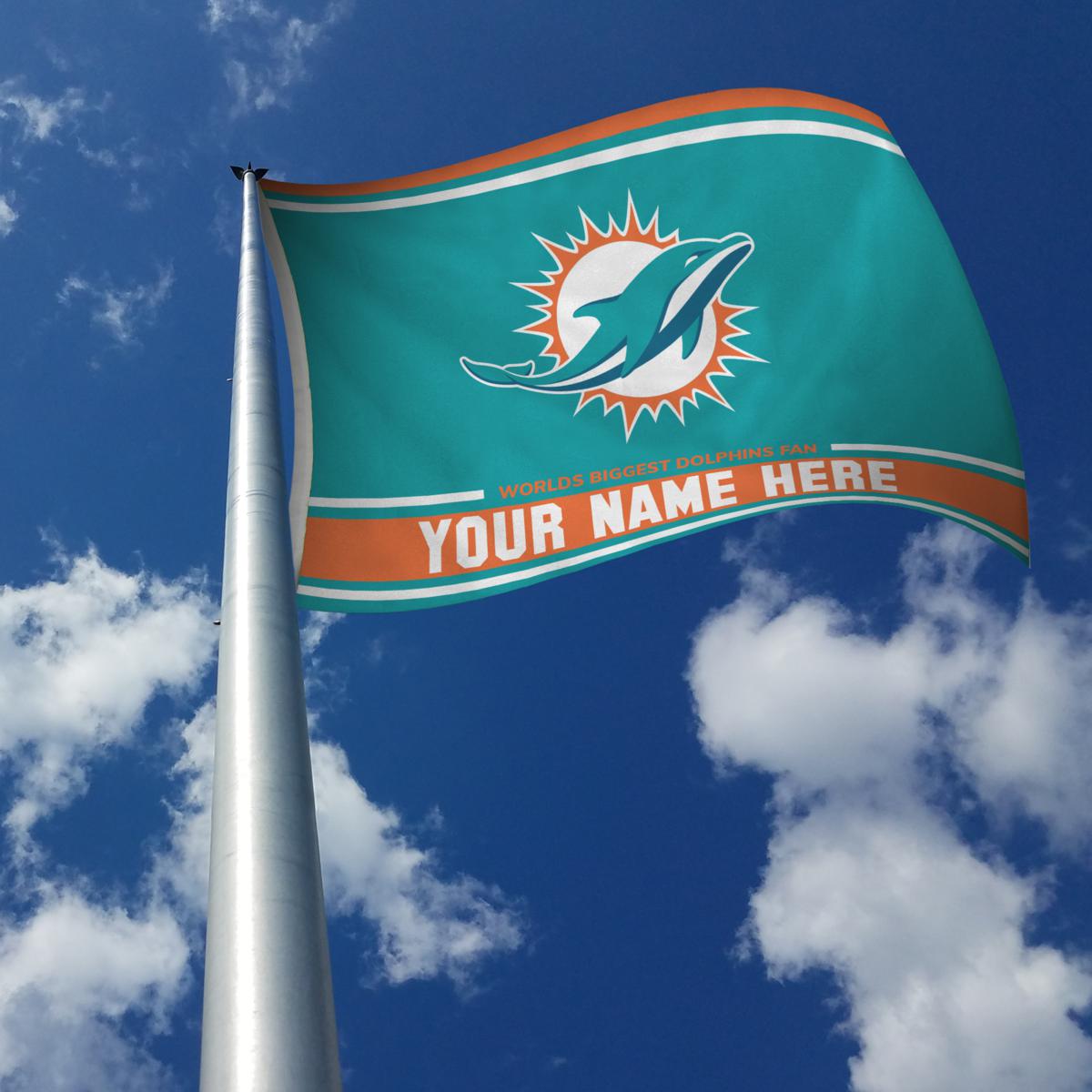 Officially Licensed NFL Miami Dolphins Personalized Banner Flag