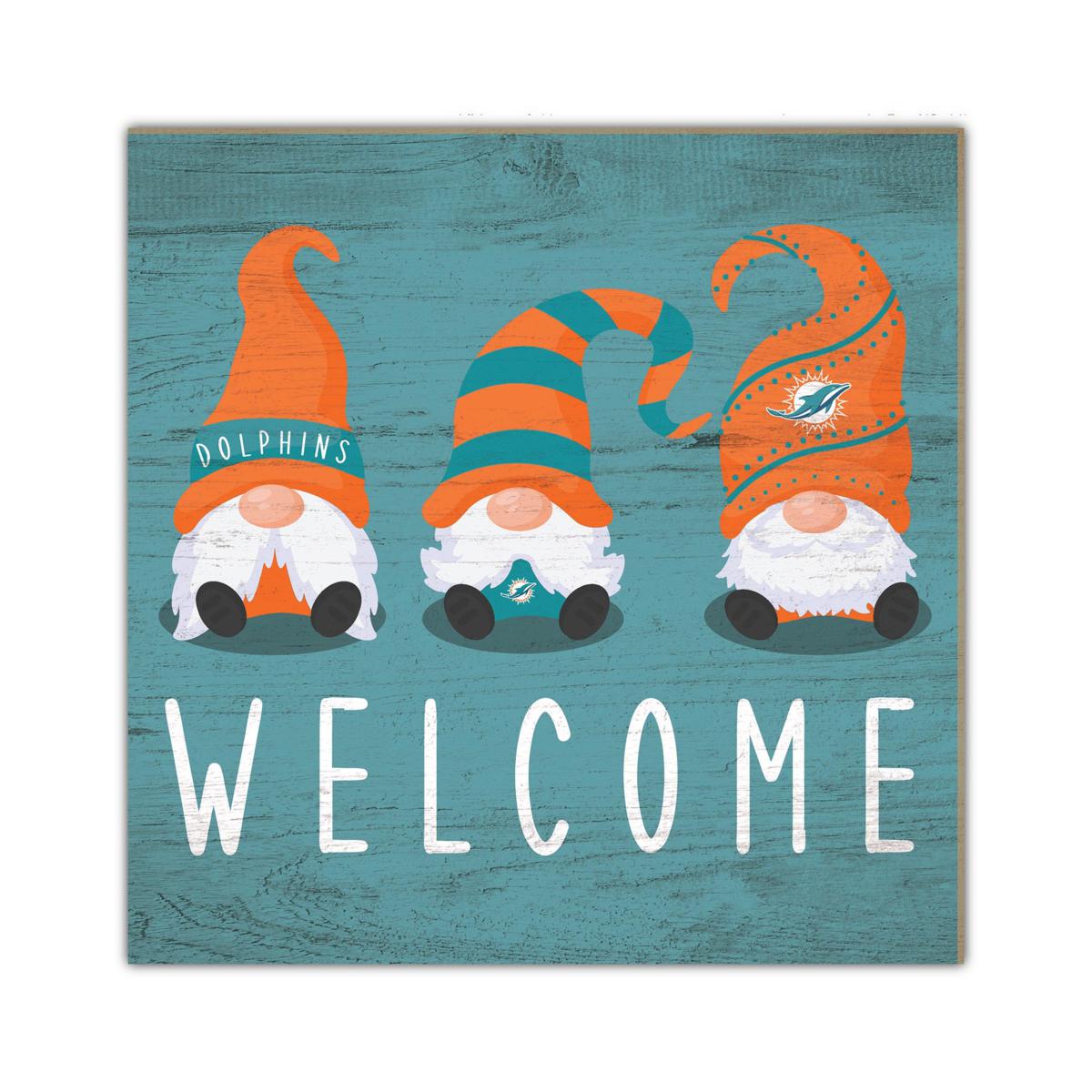 Officially Licensed NFL Miami Dolphins Welcome Gnomes Wall Decor