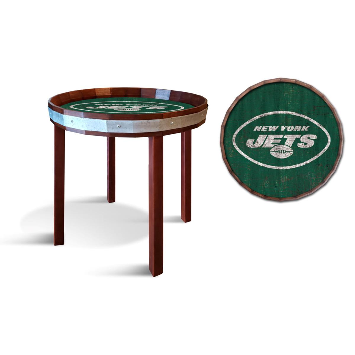 Officially Licensed NFL New York Jets 24' Barrel Top Side Table