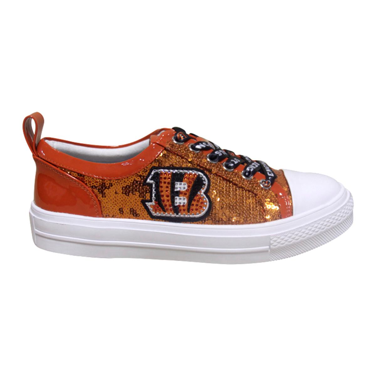 Cincinnati Bengals Cuce Women's Glitter Sneakers - White