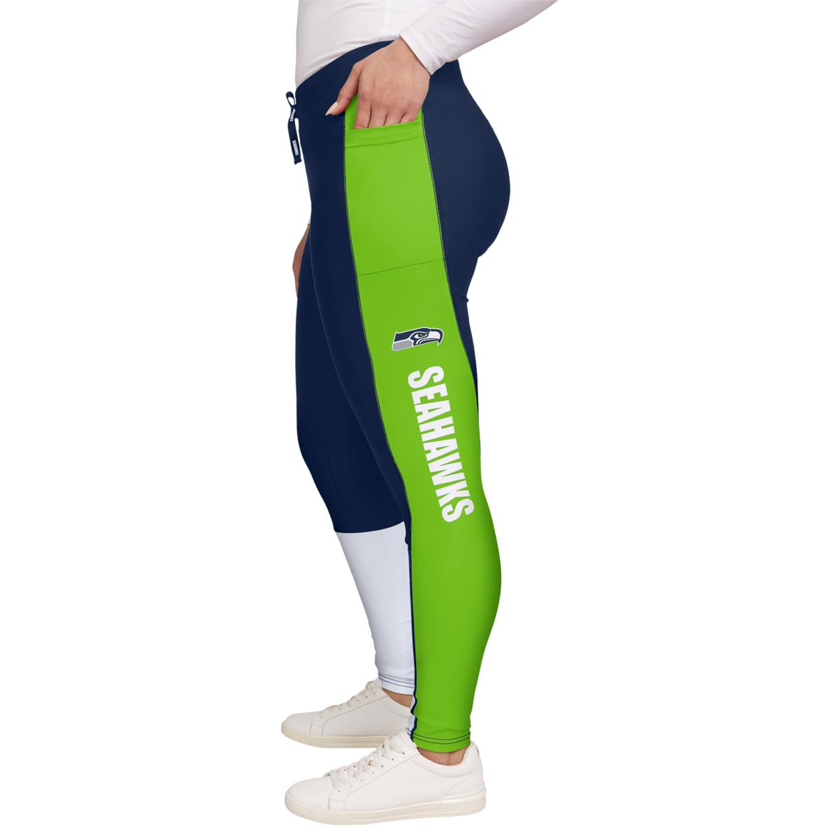 Officially Licensed NFL WEAR Color Block Drawstring Leggings Seahawks HSN