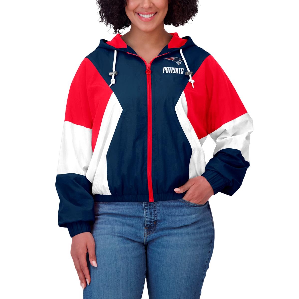 Officially Licensed NFL Wear Color Block Windbreaker Jacket Patriots HSN