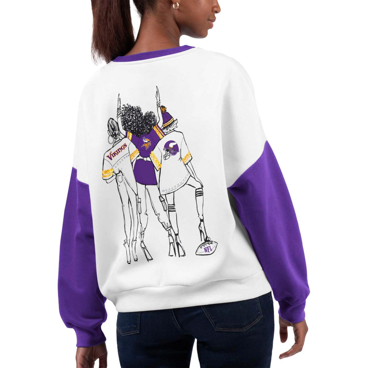 Football Fan Shop Officially Licensed NFL Women's A-Game Fleece Sweatshirt by Glll - Vikings