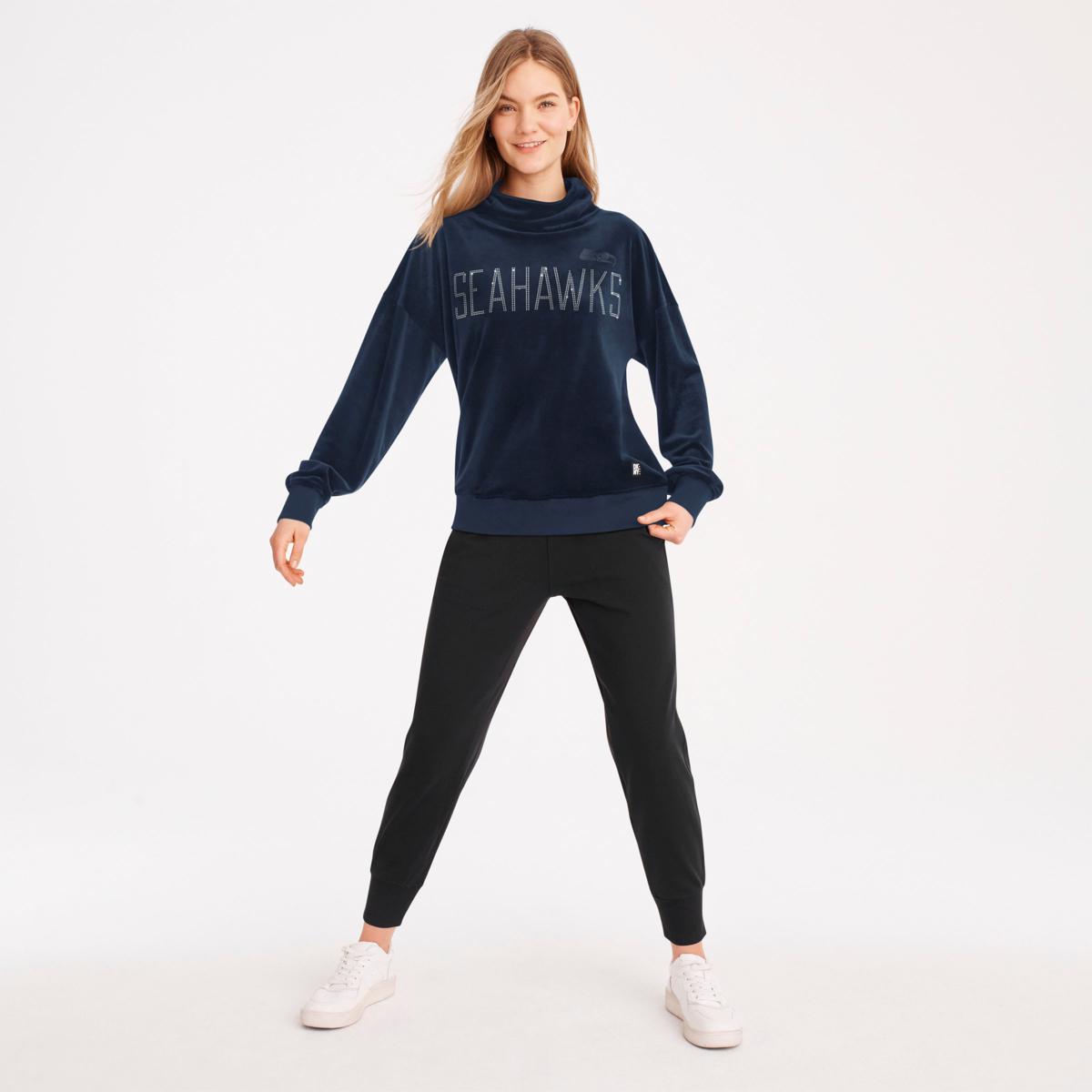 Football Fan Shop Officially Licensed NFL Womens Delilah Velour Sweatshirt by Dkny Sport - Seahawks