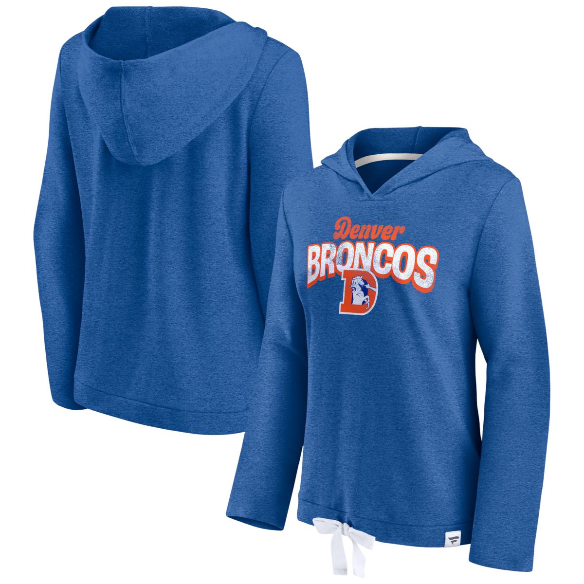 Denver Broncos Women's Hooded Crop Sweatshirt - Black/White/Grey