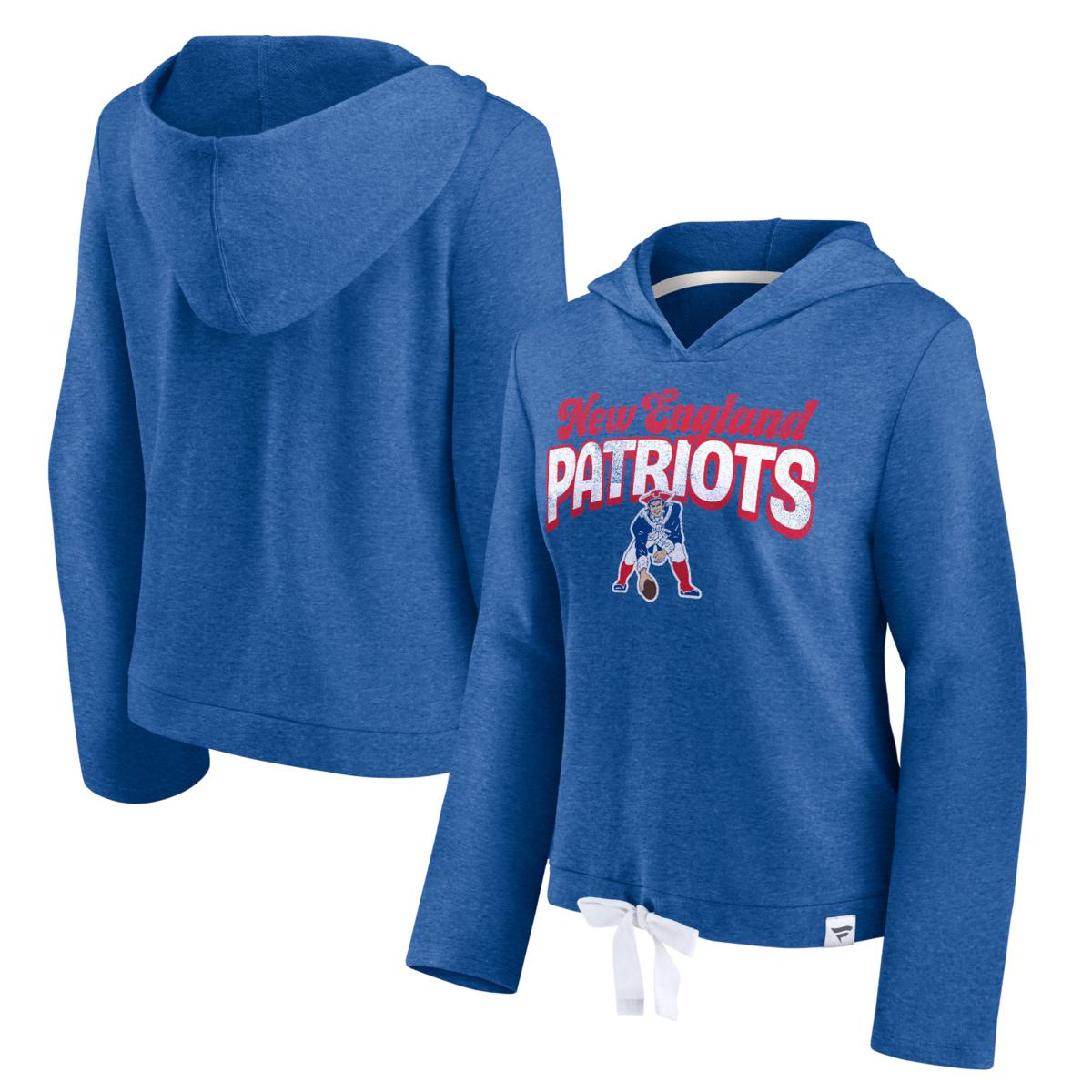 Men's Fanatics Branded Navy New England Patriots Front Runner Long Sleeve Hooded T-Shirt