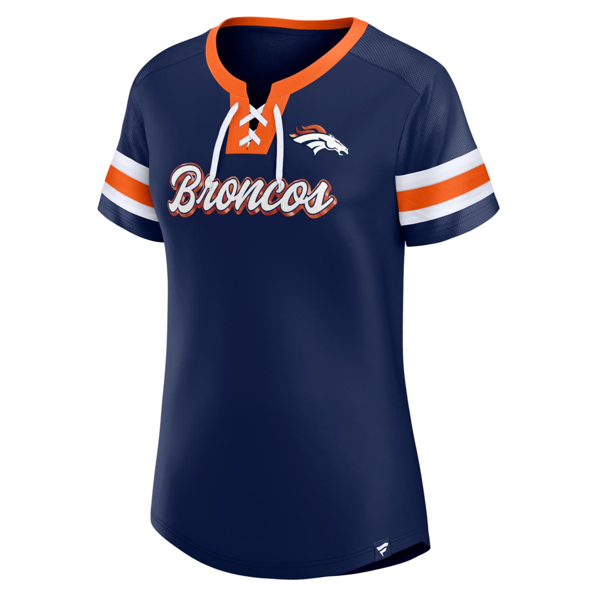 Denver Broncos Fanatics Branded Women's Spirit Jersey Lace-Up V-Neck Long  Sleeve T-Shirt - Navy