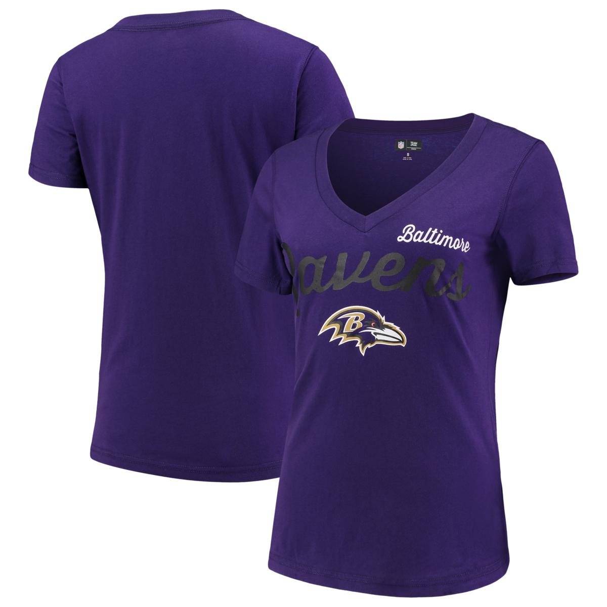 Women's Fanatics Branded Purple Baltimore Ravens Wordmark Long Sleeve V-Neck T-Shirt