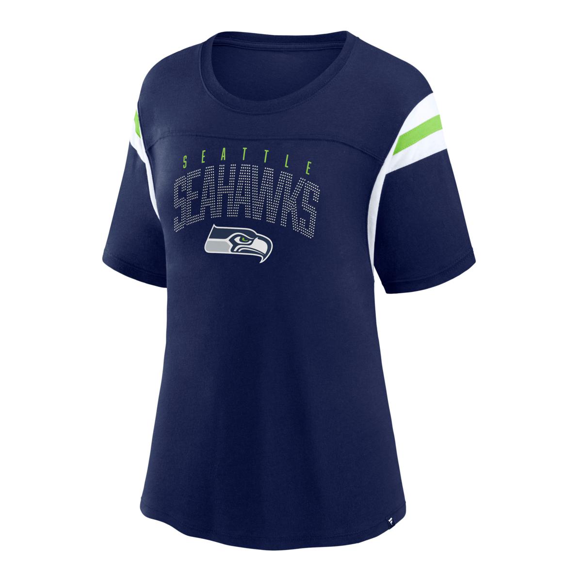 Officially Licensed NFL Women's Rhinestone Tee - Seahawks