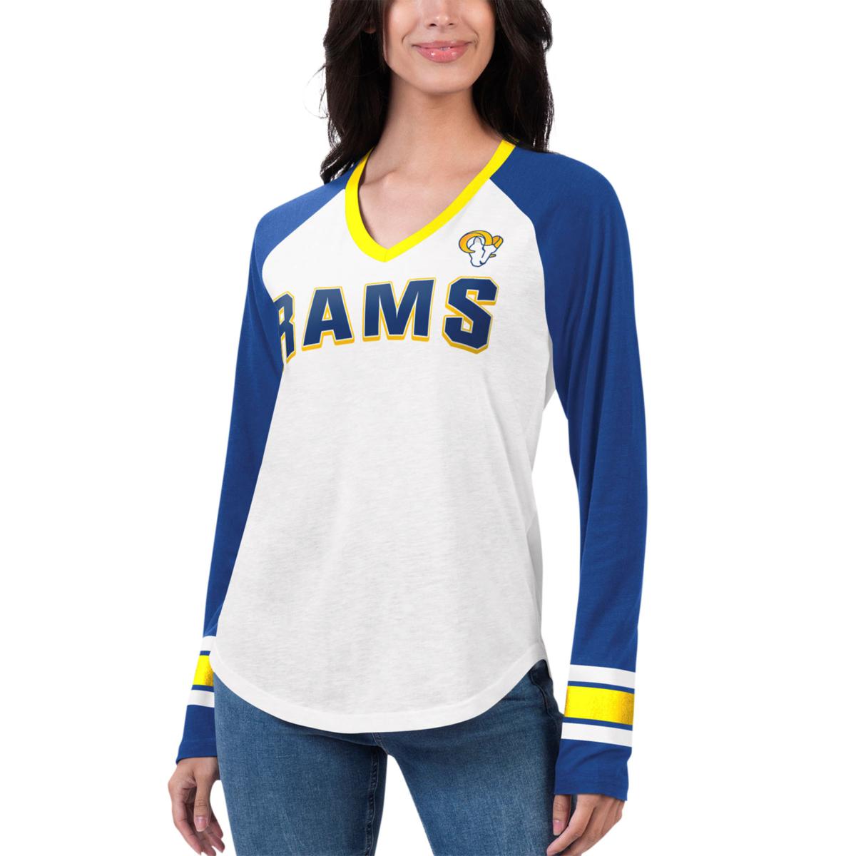 Football Fan Shop Officially Licensed NFL Ladies Marathon Long-Sleeve Top - Rams - Blue