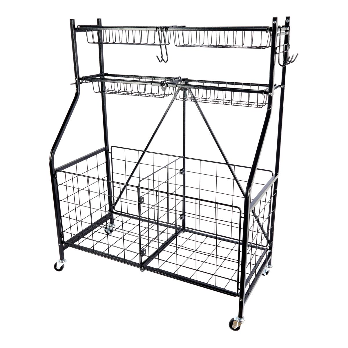 Sports shops Equipment Storage Organizer with Baskets and Hooks - Easy to Assemble 688