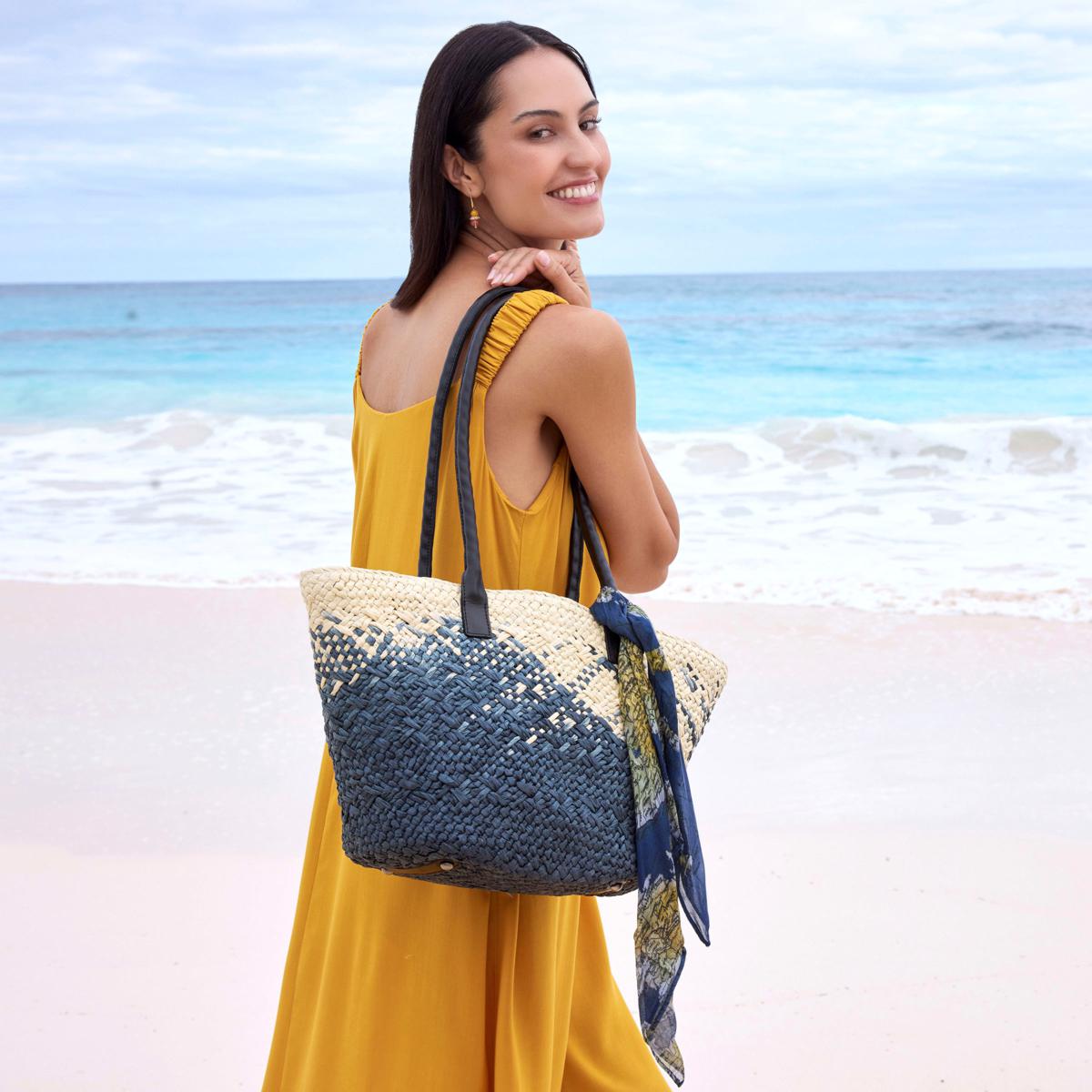 Patricia Nash Calypso Woven Straw Tote with Scarf 23486924 HSN