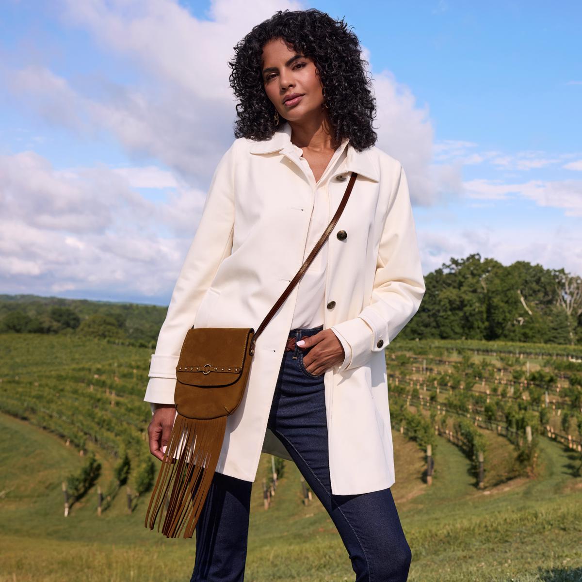 Patricia Nash Cella Suede Leather Fringe Crossbody Bag | HSN