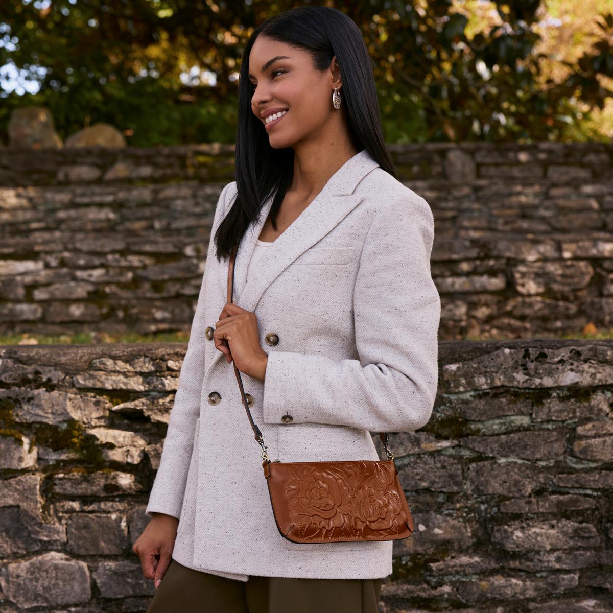 Patricia Nash Laurina Leather Crossbody with Wristlet Strap | HSN