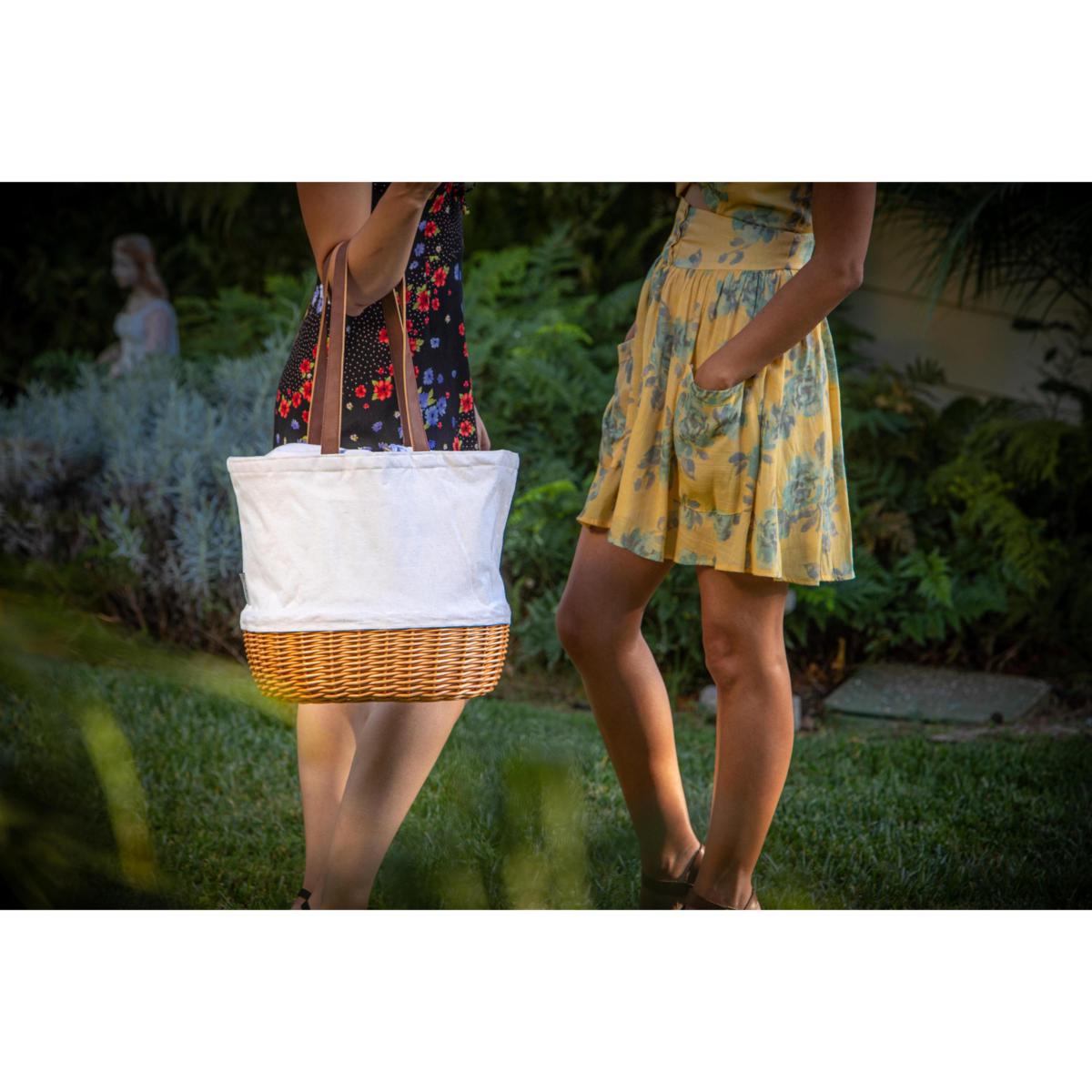 Picnic Time Coronado Basket Tote Beige Canvas 9936030 HSN