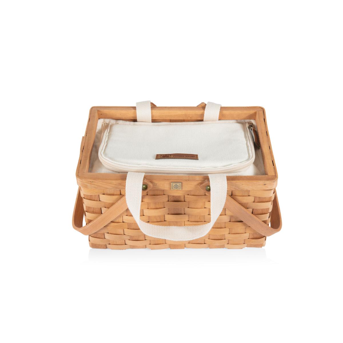 ØMl CDL Hand Stitched Mini Basket  Beige Picnic Time Poppy Personal Picnic Basket, (Beige) - 20747230