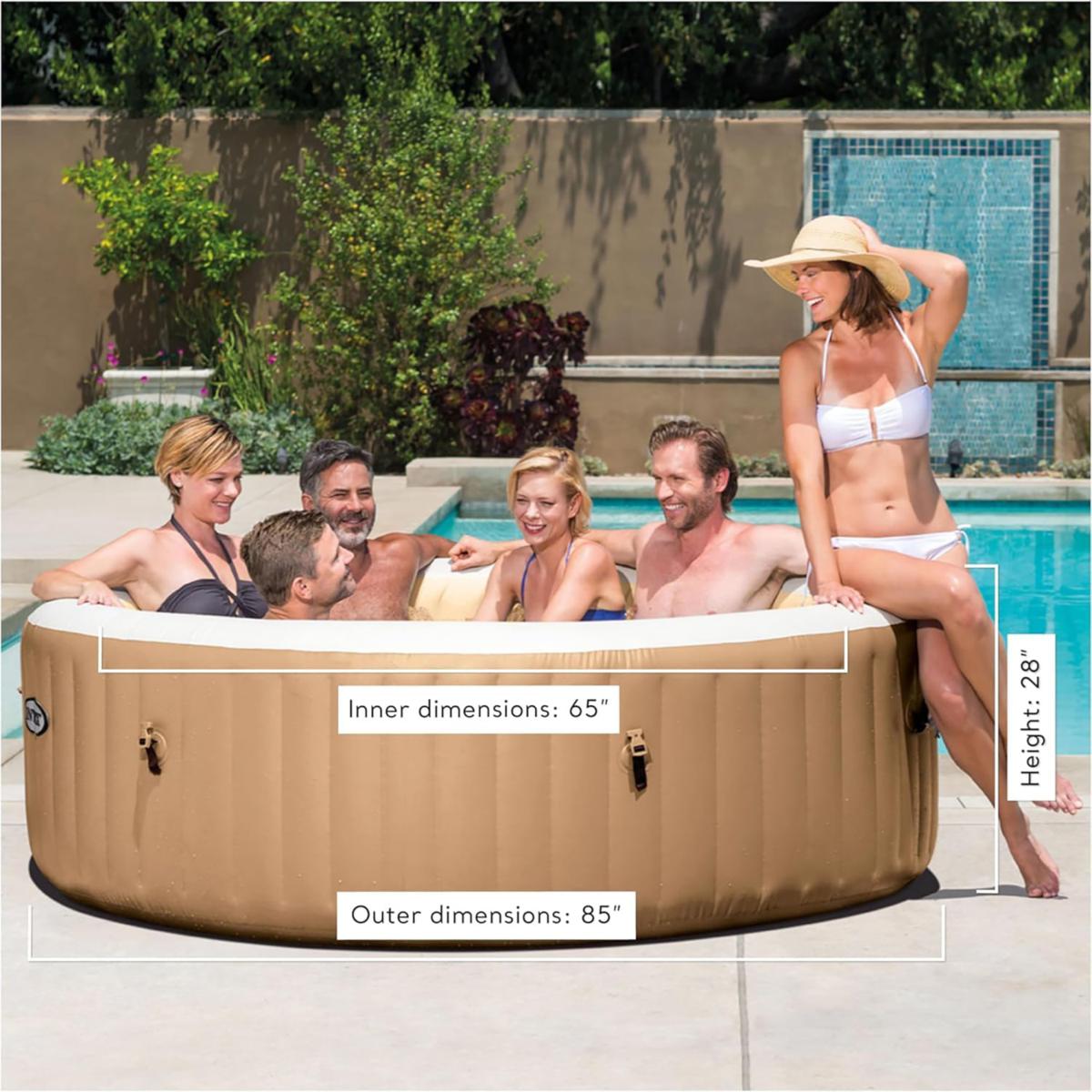 PureSpa Sahara Tan Round Bubble Spa - 6 Person | HSN