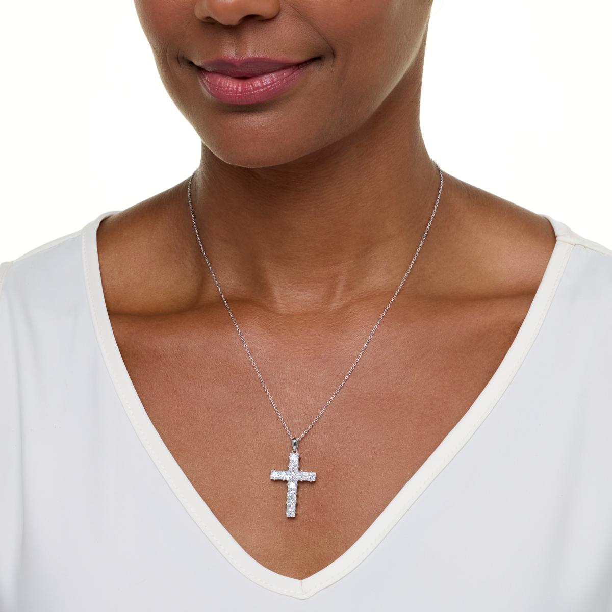 Radiance by Absolute™ 7.26ctw Princess Cut Cross Pendant