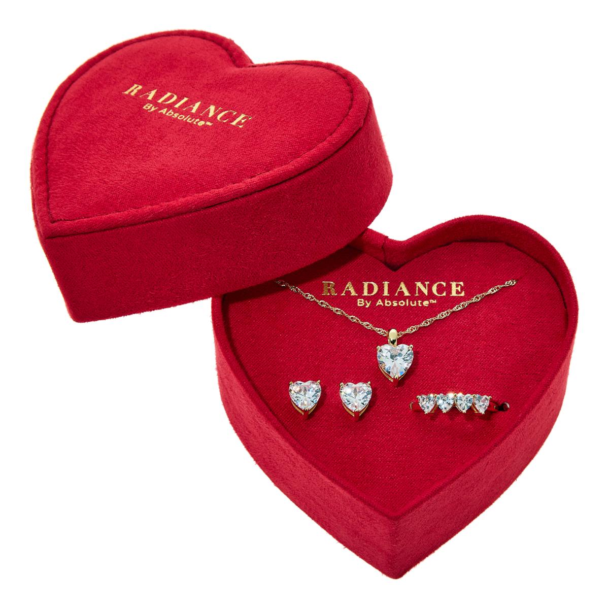Radiance by Absolute™ 8.4ctw Heart Pendant, Ring and Stud