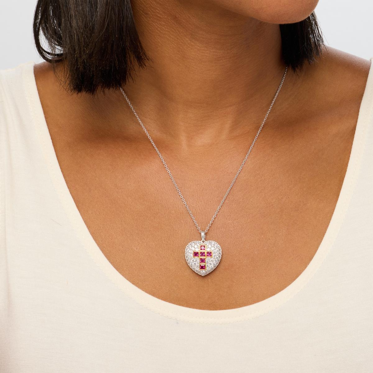 Radiance by Absolute™ Pavé Heart with Cross Pendant with