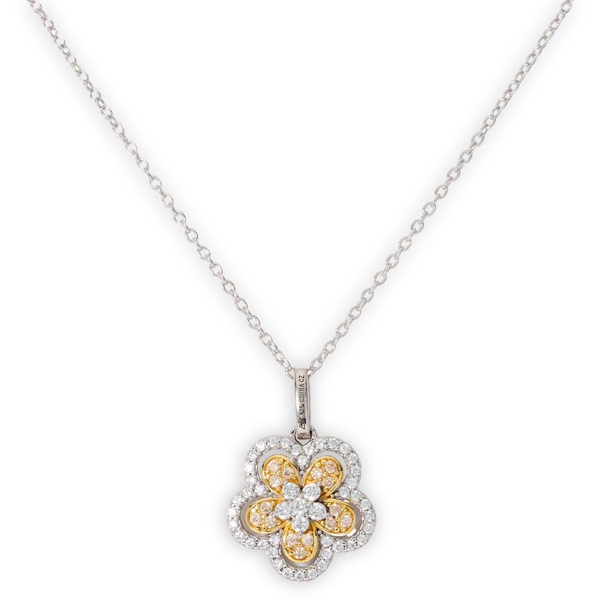 Radiance by Absolute™ Sterling Silver CZ Flower Necklace | HSN