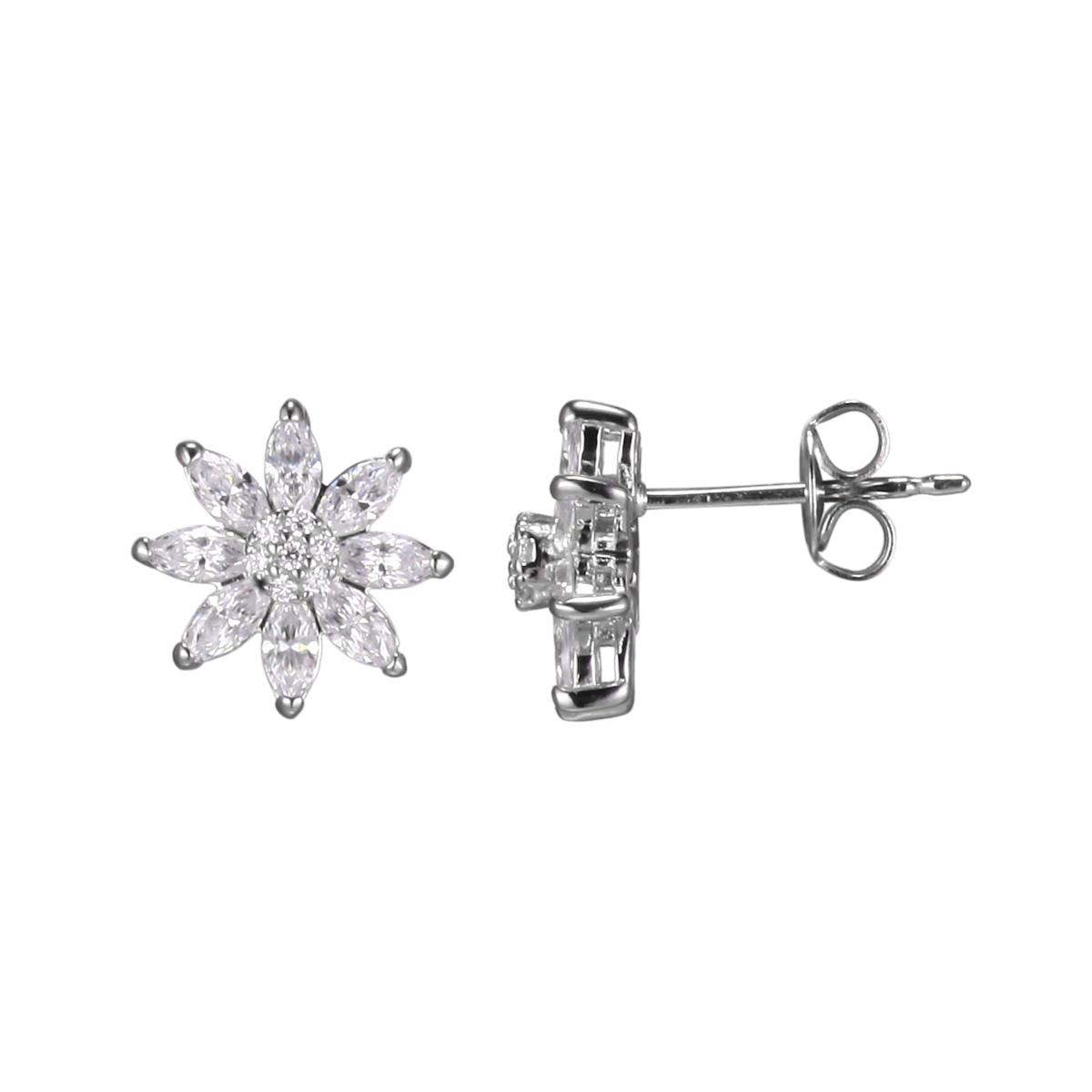 Radiance by Absolute™ Sterling Silver Safety Pin Pavé Earrings