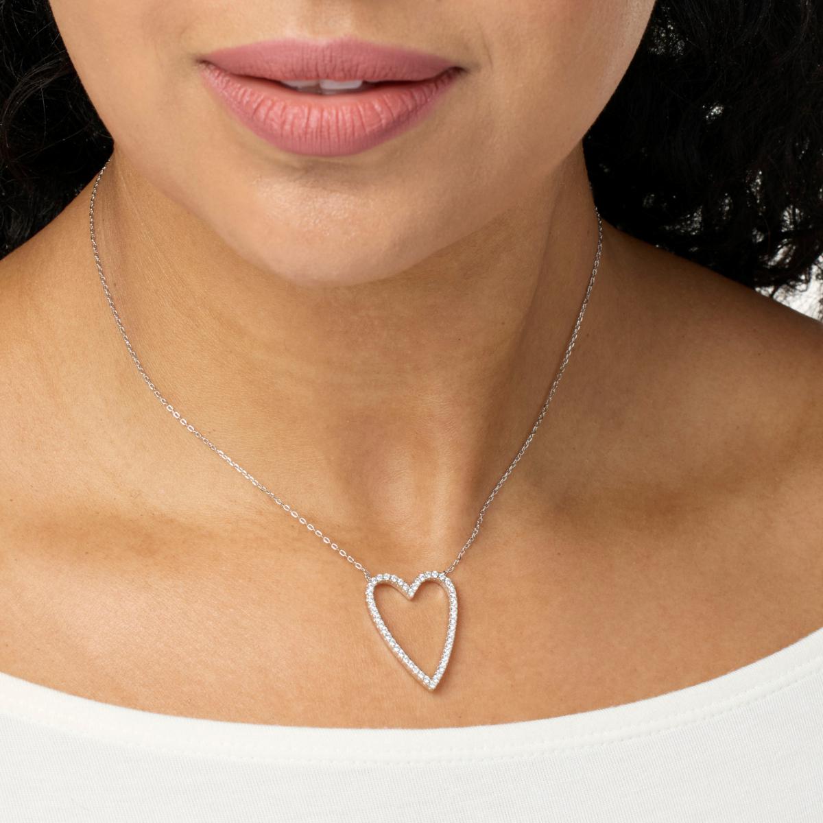 Radiance by Absolute™1.10ctw Pavé Open Heart Necklace | HSN