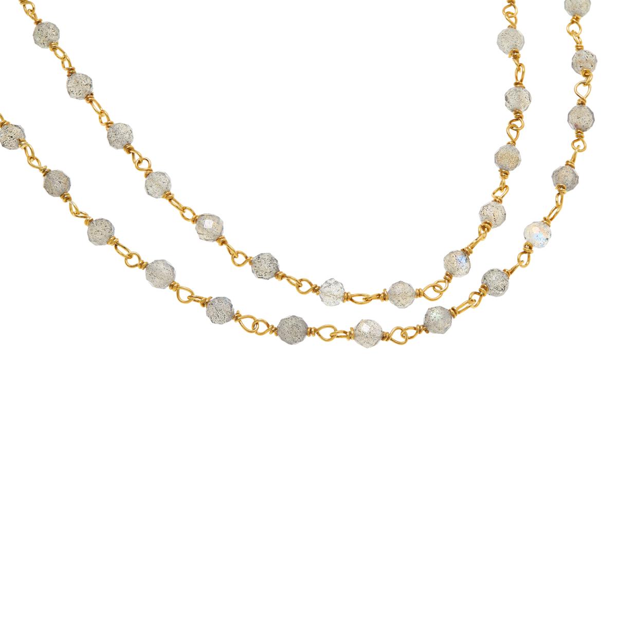 Rarities 36" Goldtone Wire-Wrapped Gemstone Bead Necklace