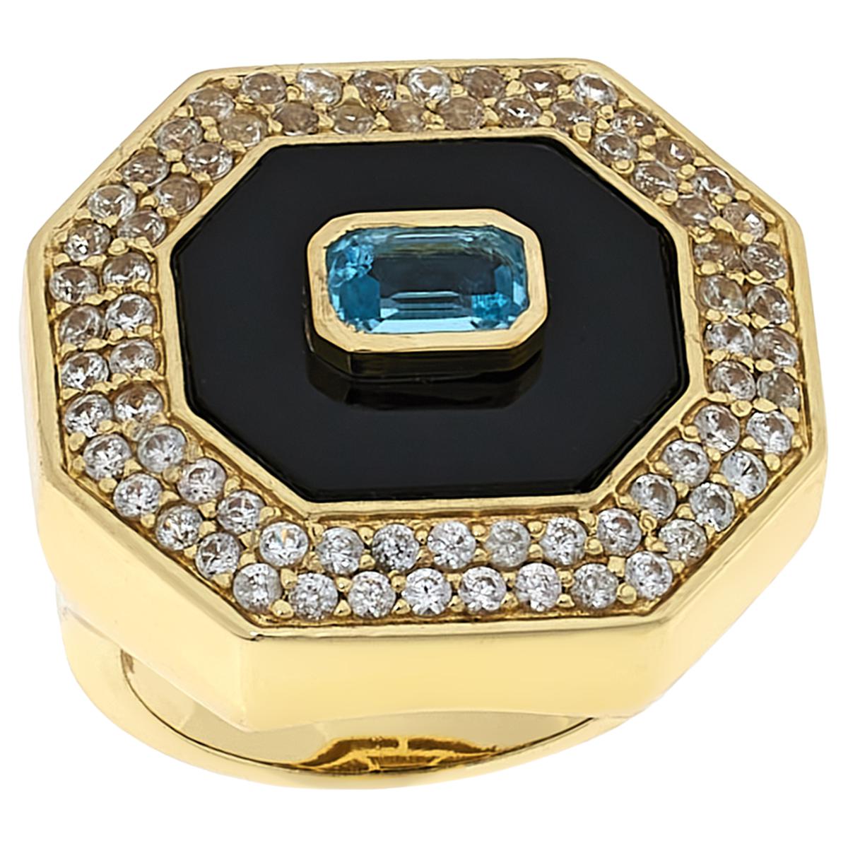 Rarities Freeform and Octagonal-Cut Gemstone Gold-Plated Ring