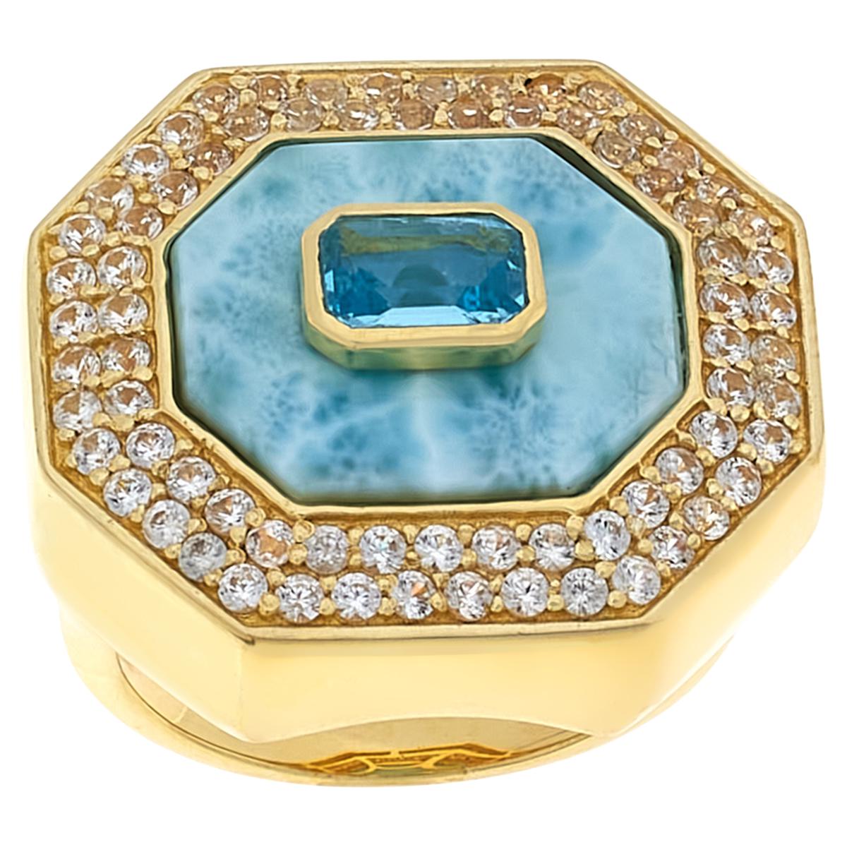 Rarities Freeform and Octagonal-Cut Gemstone Gold-Plated Ring
