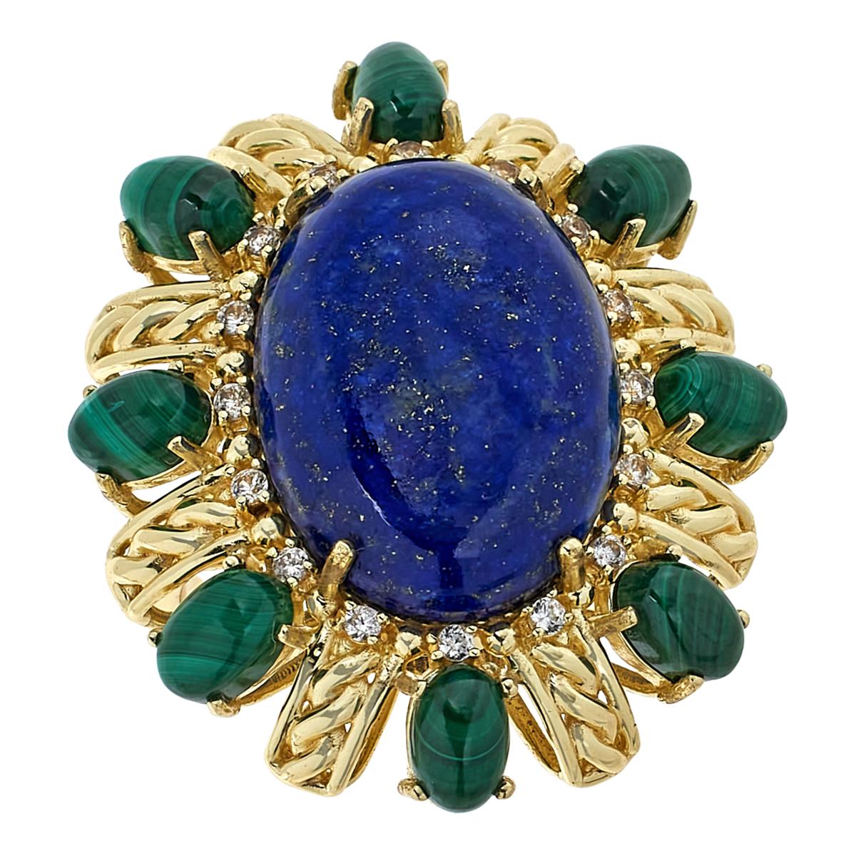 Rarities Lapis and Malachite Gold-Plated Ring - 22414775 | HSN