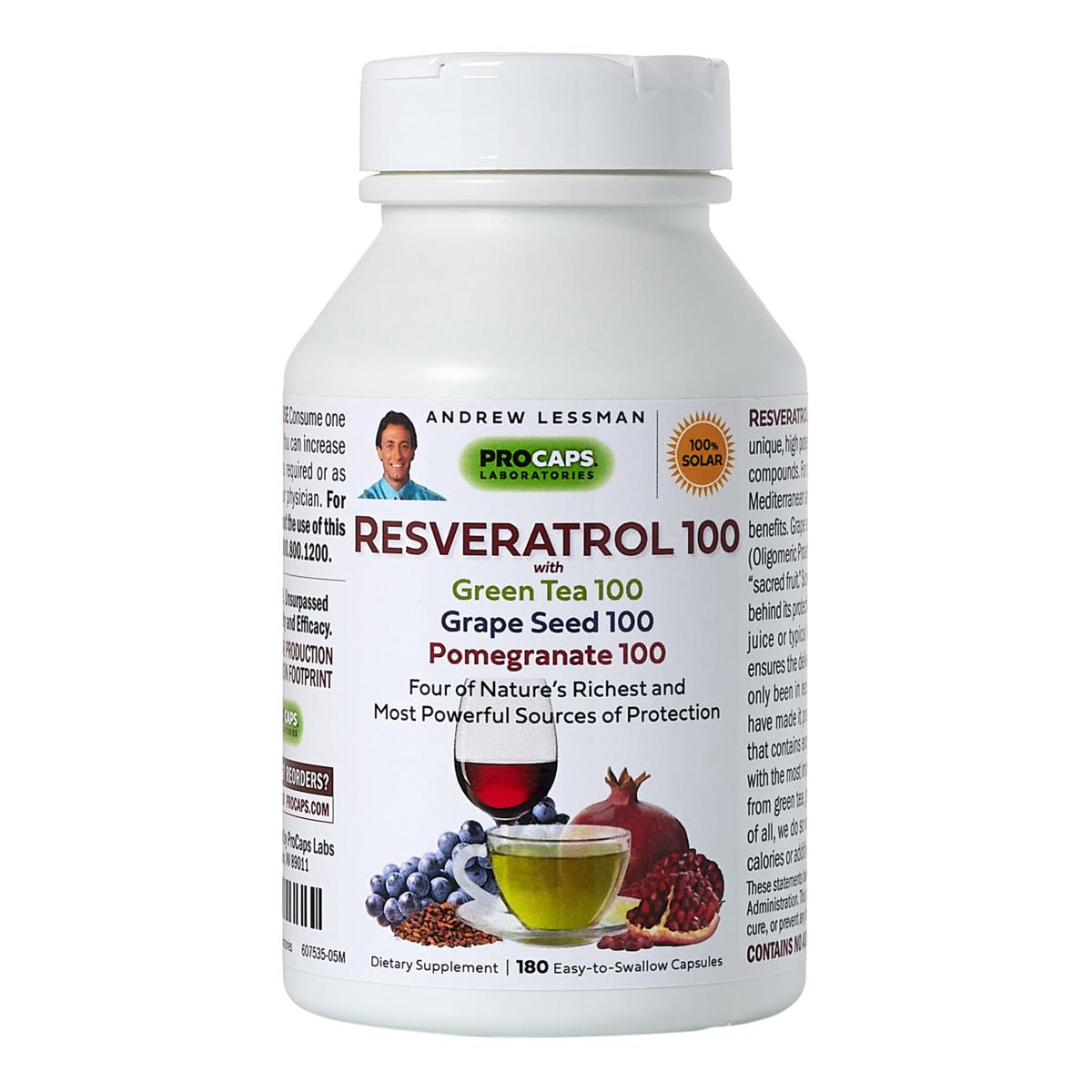 ResveratrolGreen TeaGrape SeedPomegranate 180 Capsules 7799462 HSN