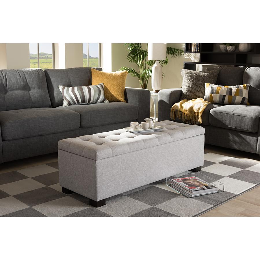 Roanoke Fabric Upholstered Grid Tufting Storage Ottoman Bench