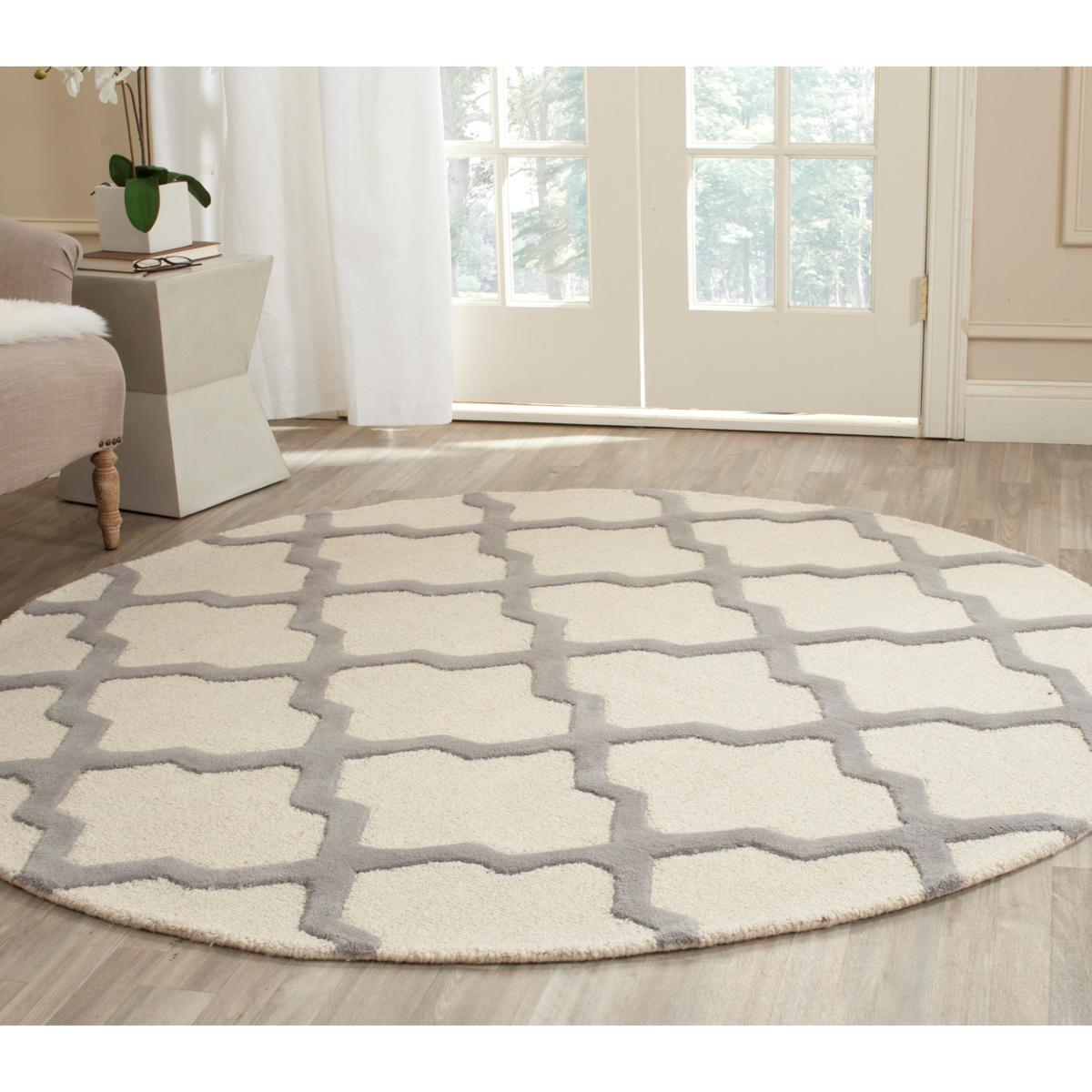  Safavieh Home Caramia Cream Round Button Tufted