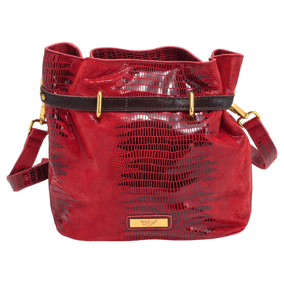 Sharif Legacy 100% Leather Printed Lizard Bucket Bag | HSN