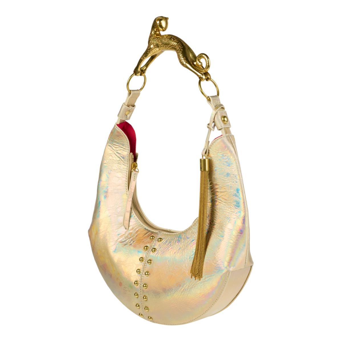 Sharif Legacy 3D Sculpted Cougar Handle Metallic Leather Hobo | HSN