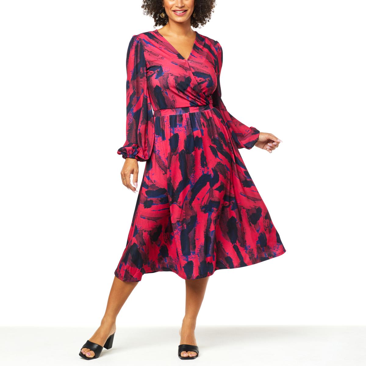 Shavonne Dorsey Surplice Dress with Woven Sleeves - 20429201 | HSN