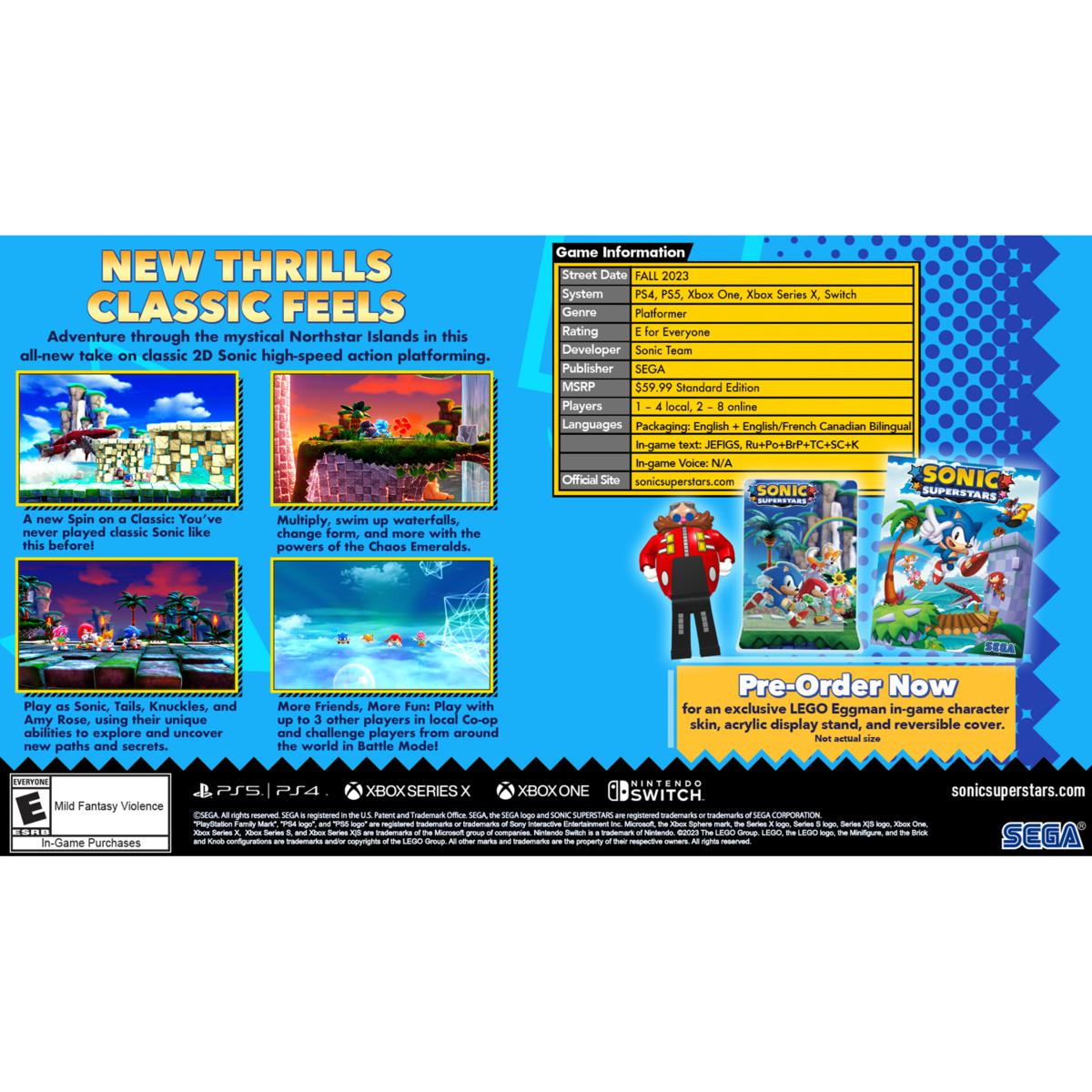 SONIC SUPERSTARS PS4 Game Craves Instructions