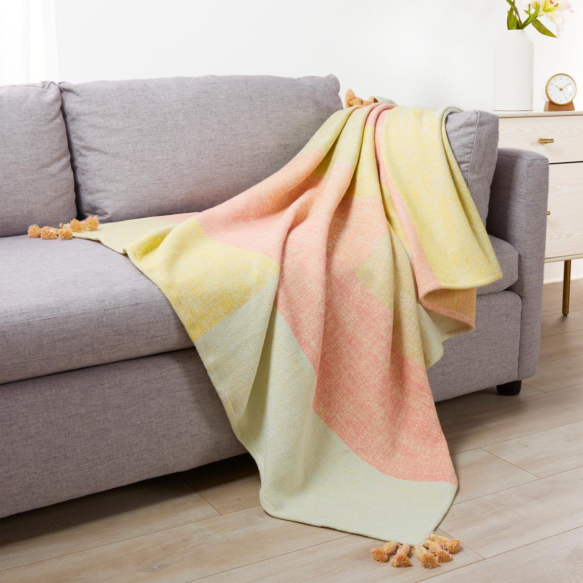 South Street Loft Color Block Throw with Tassels