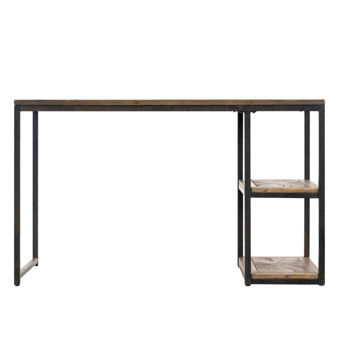 60 in. Black Sand Metal Industrial Modern Rustic Storage Writing Desk