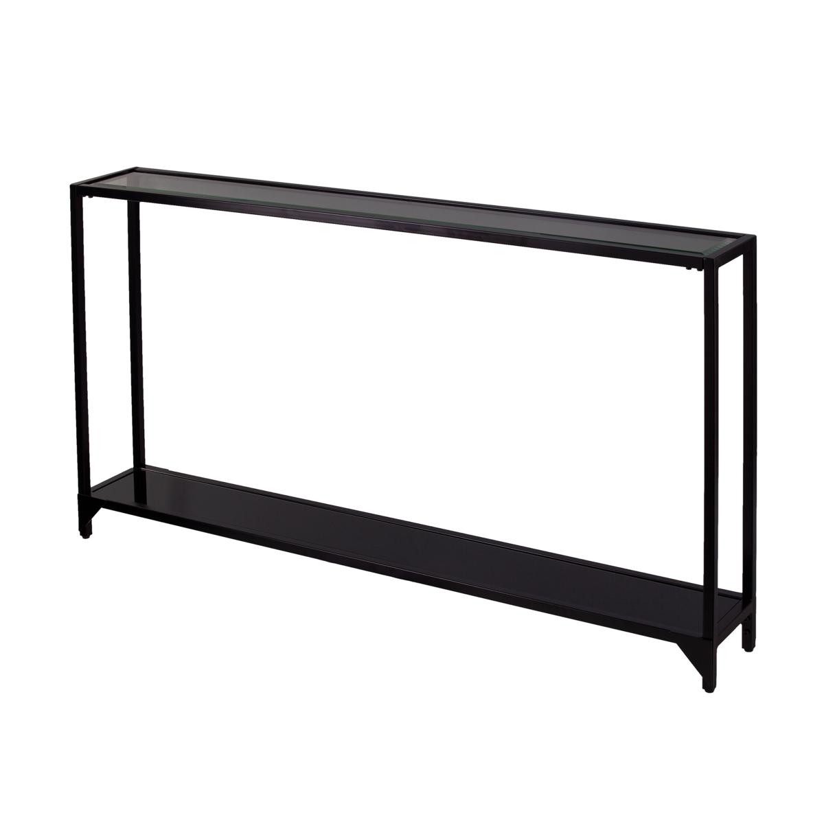 narrow black metal console table