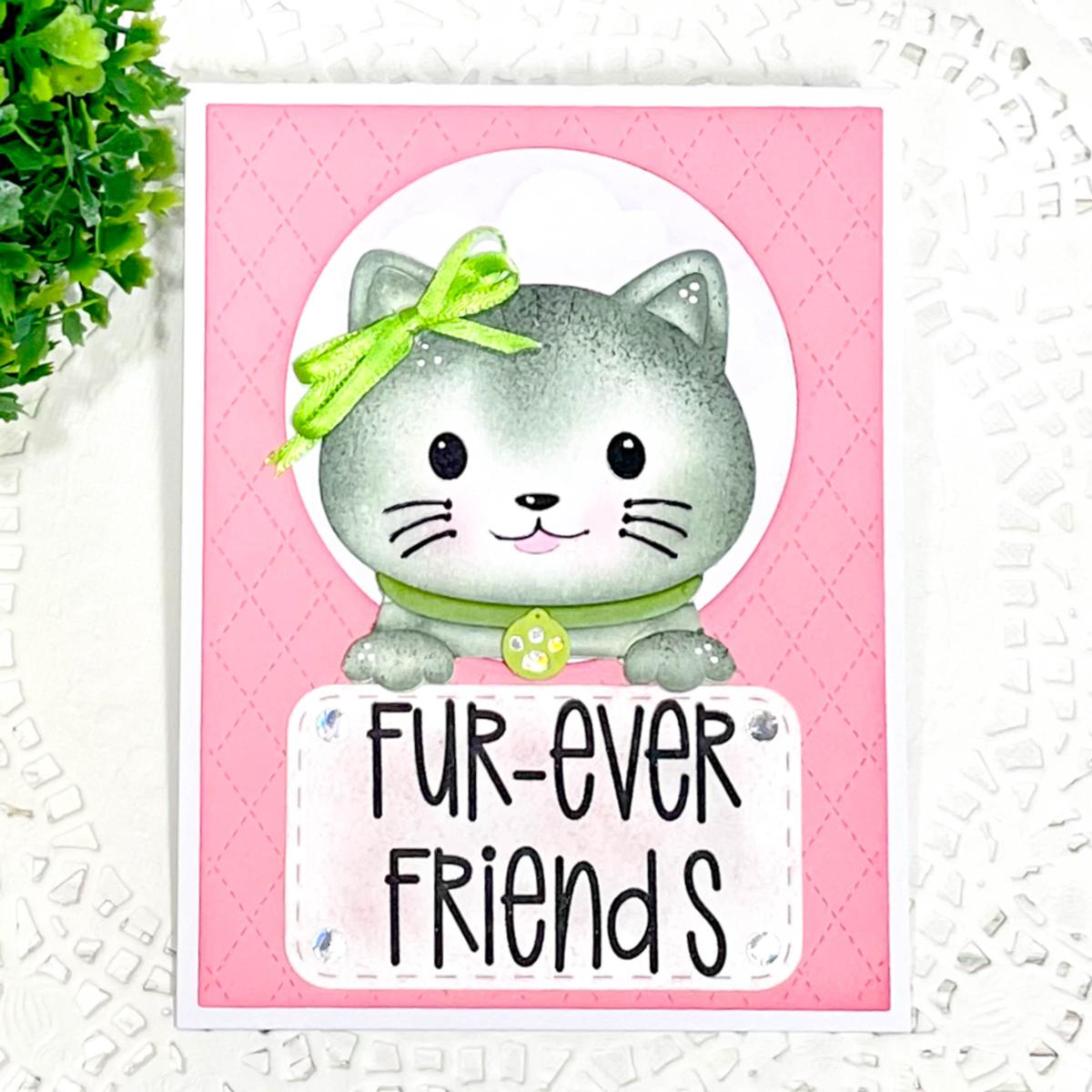 Stamps of Life Cat-Design Fold-It Card Stamp and Die Set