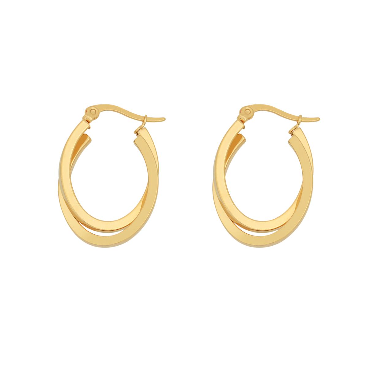 Stately Steel Overlapping Oval Hoop Earrings - 9623684 | HSN