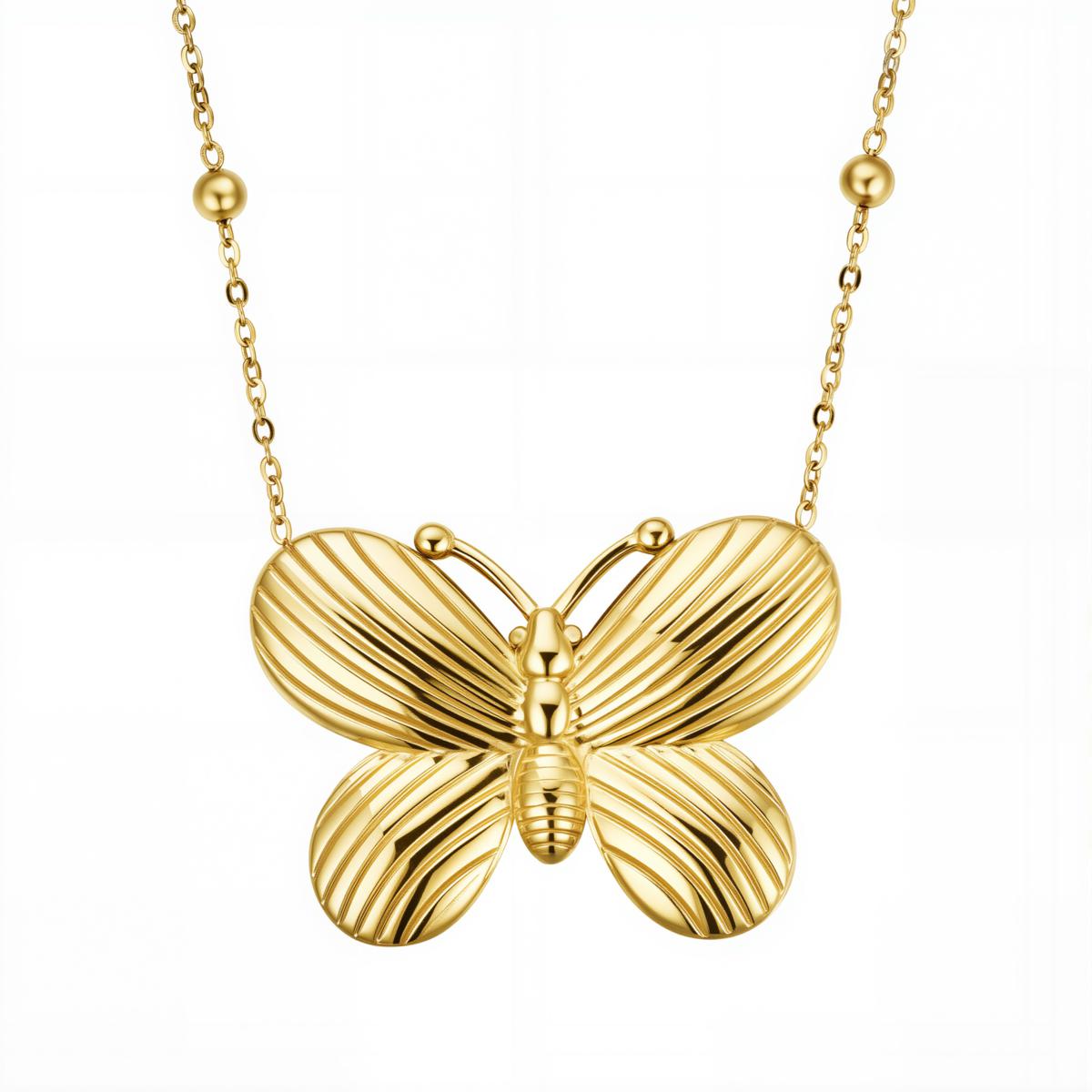 Stately Steel Stainless Steel Butterfly Necklace and Earrings Set 