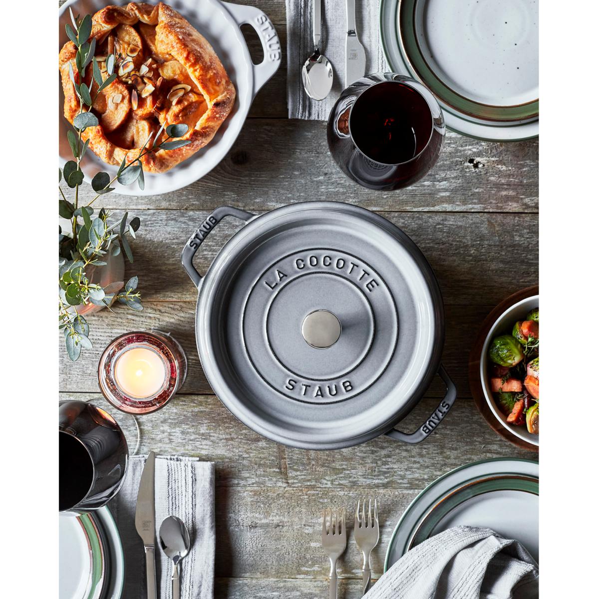Staub 4-Quart Cast Iron Round Cocotte in Majolic Colors | HSN