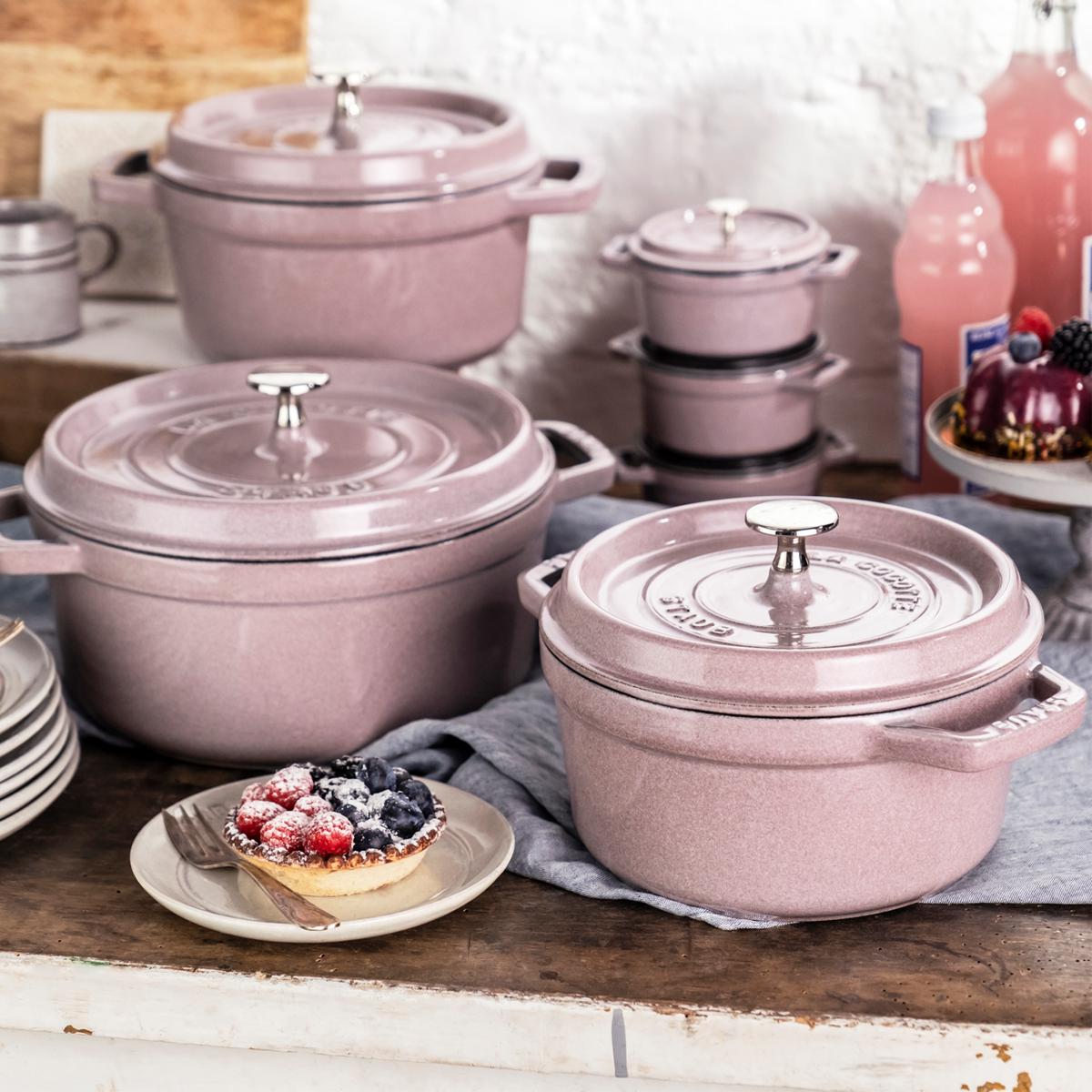 Staub 4-Quart Cast Iron Round Cocotte in Matte Colors | HSN