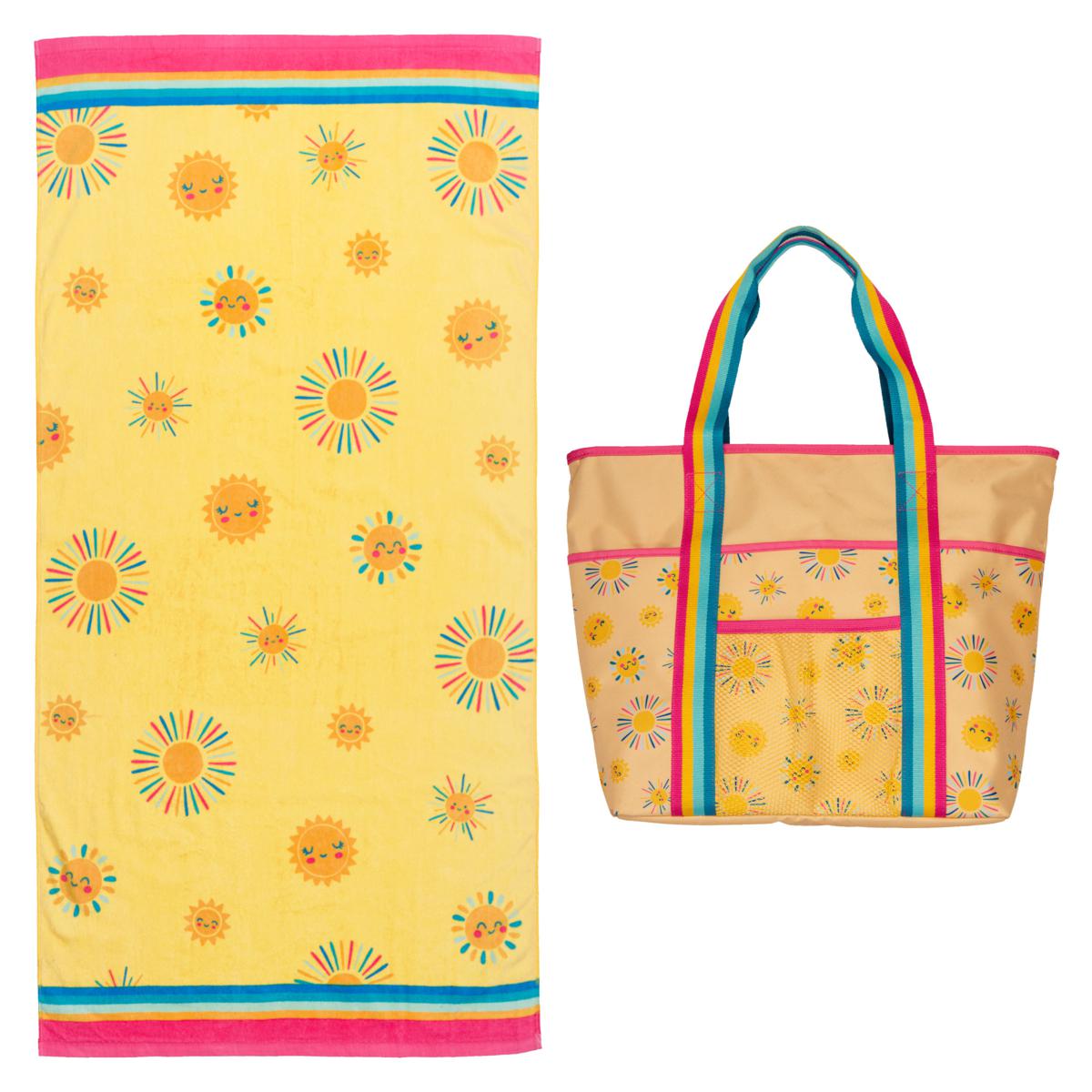 Stephen Joseph Beach and Bath Towel with Printed Beach Tote Set