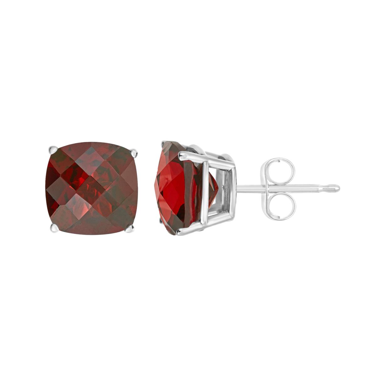 garnet silver stud earrings