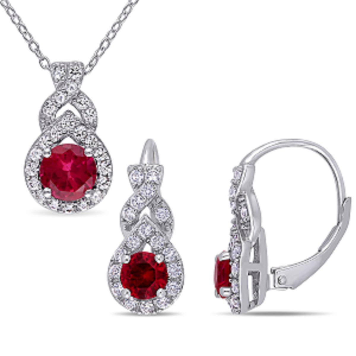 ruby pendant and earrings set